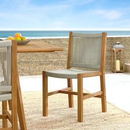 Vienna Outdoor Patio Teak and Rope Armless Dining Chairs Set of 2 by Modway - Natural Natural