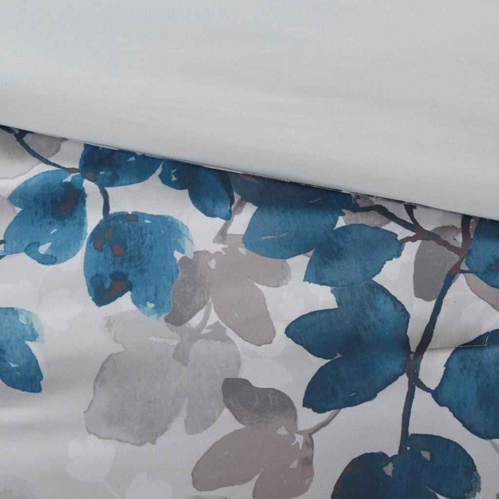 Alt View 5. Gracie Mills - Gracie Mills Houston Modern Floral Comforter Set with Bed Sheets - Blue.