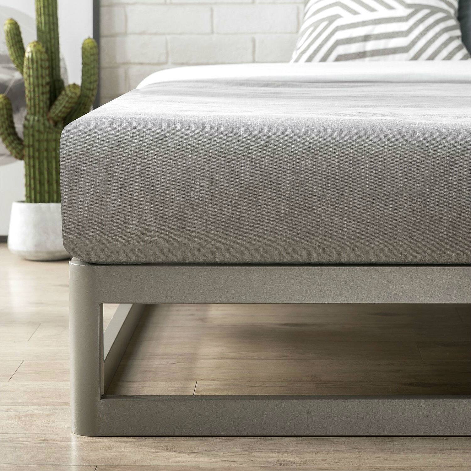 Left. Hivvago - Hivvago Twin size Modern Heavy Duty Low Profile Metal Platform Bed Frame - Grey.