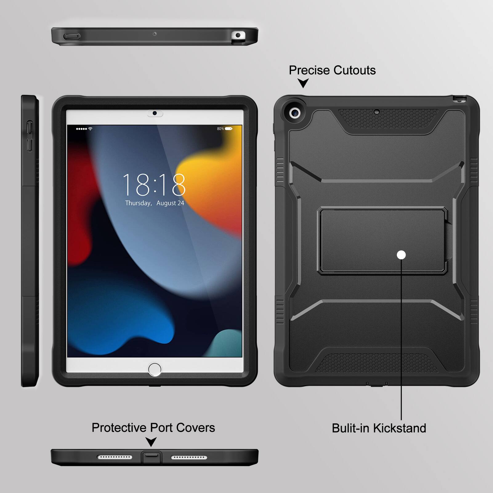 Precise Cutouts  
Protective Port Covers  
Built-in Kickstand