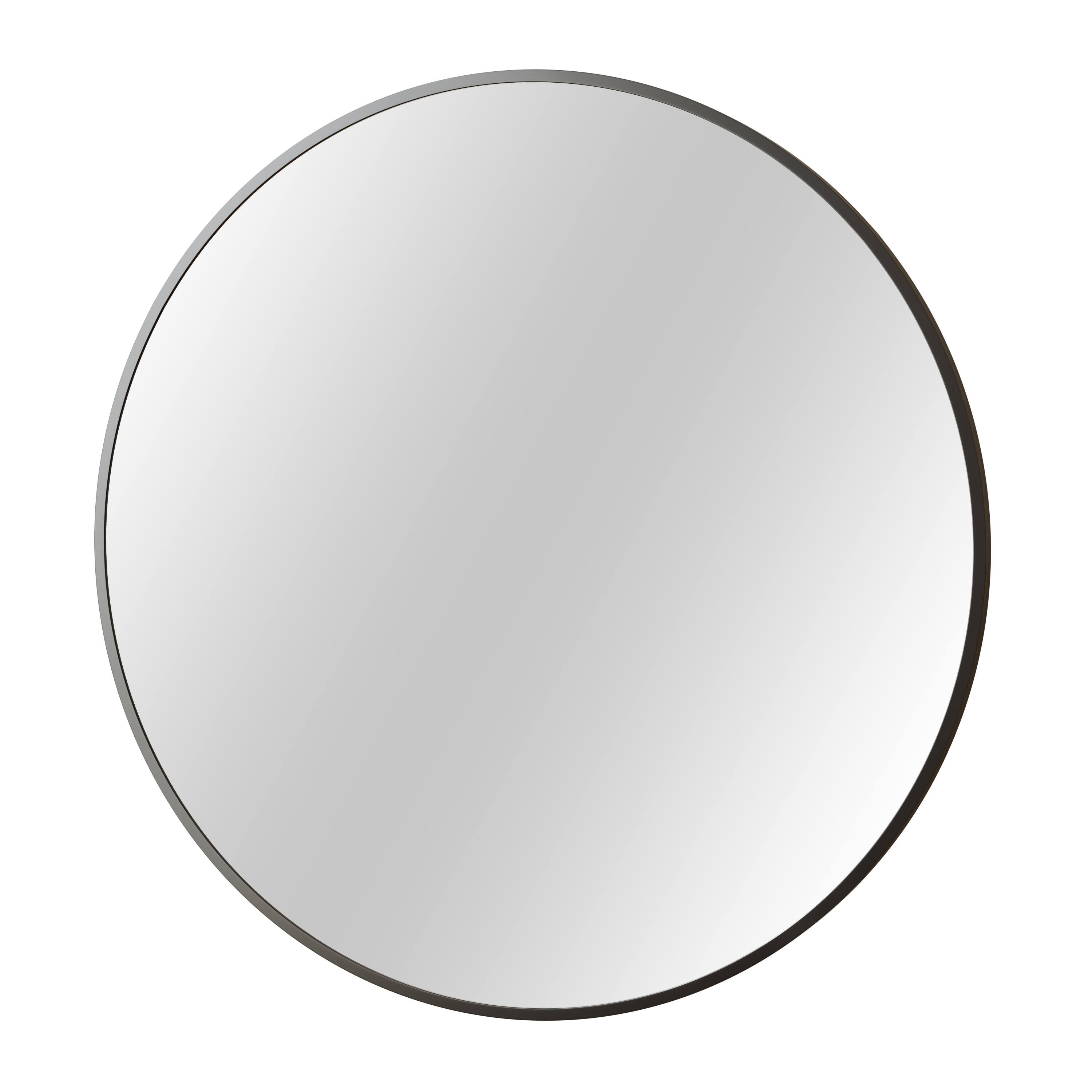 Alt View 3. Easly - Black 36 in. W x 36 in. H Round Aluminum Alloy Frame Vanity Wall Mirror - Black.