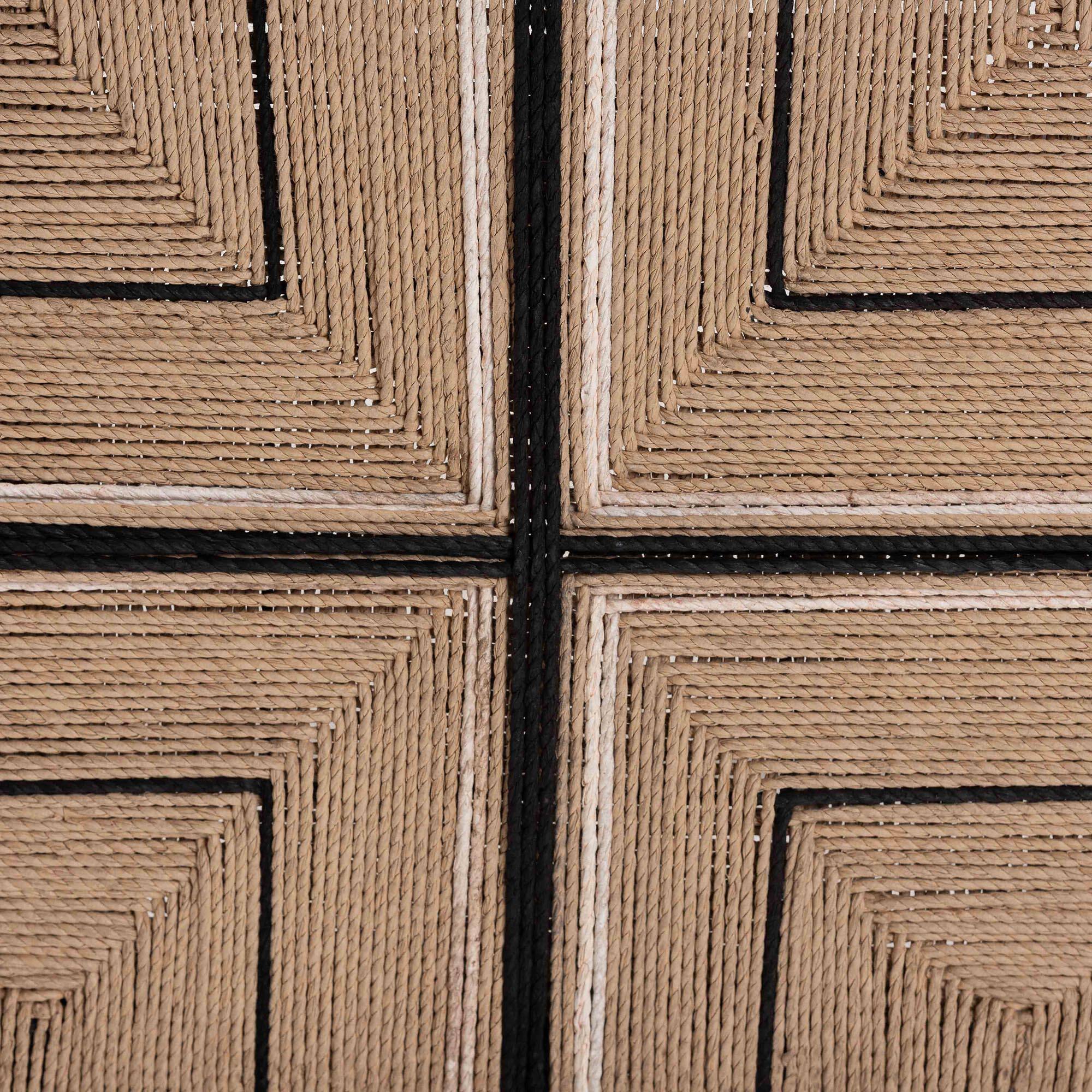 Alt View 1. bali & pari - Prita Woven Paper Loom Bench with Mahogany Wood Frame - Handcrafted Accent Seating, Black - Brown/Black.