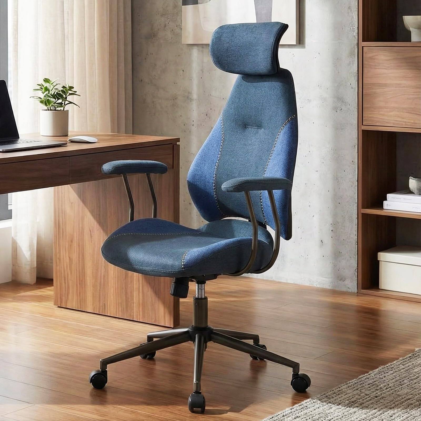 Alt View 1. Ecooso - Ergonomic Office Chair with 2D Headrest and Rocking Backrest, Adjustable Swivel Desk Chair - Blue.
