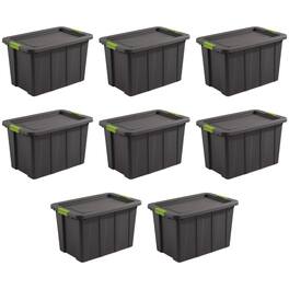 Sterilite - 30 Gal Latching Tuff1 Stackable Storage Tote Bin w/ Latch Lid, 8 Pack - Flat Gray