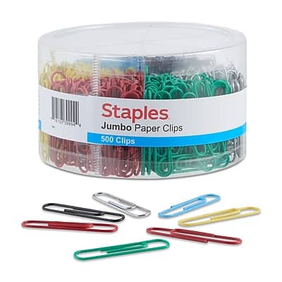 Staples - Jumbo Paper Clips, Colors, 500 Clips/Pack (ST40653/40653) - Assorted price history on PriceWatchPro