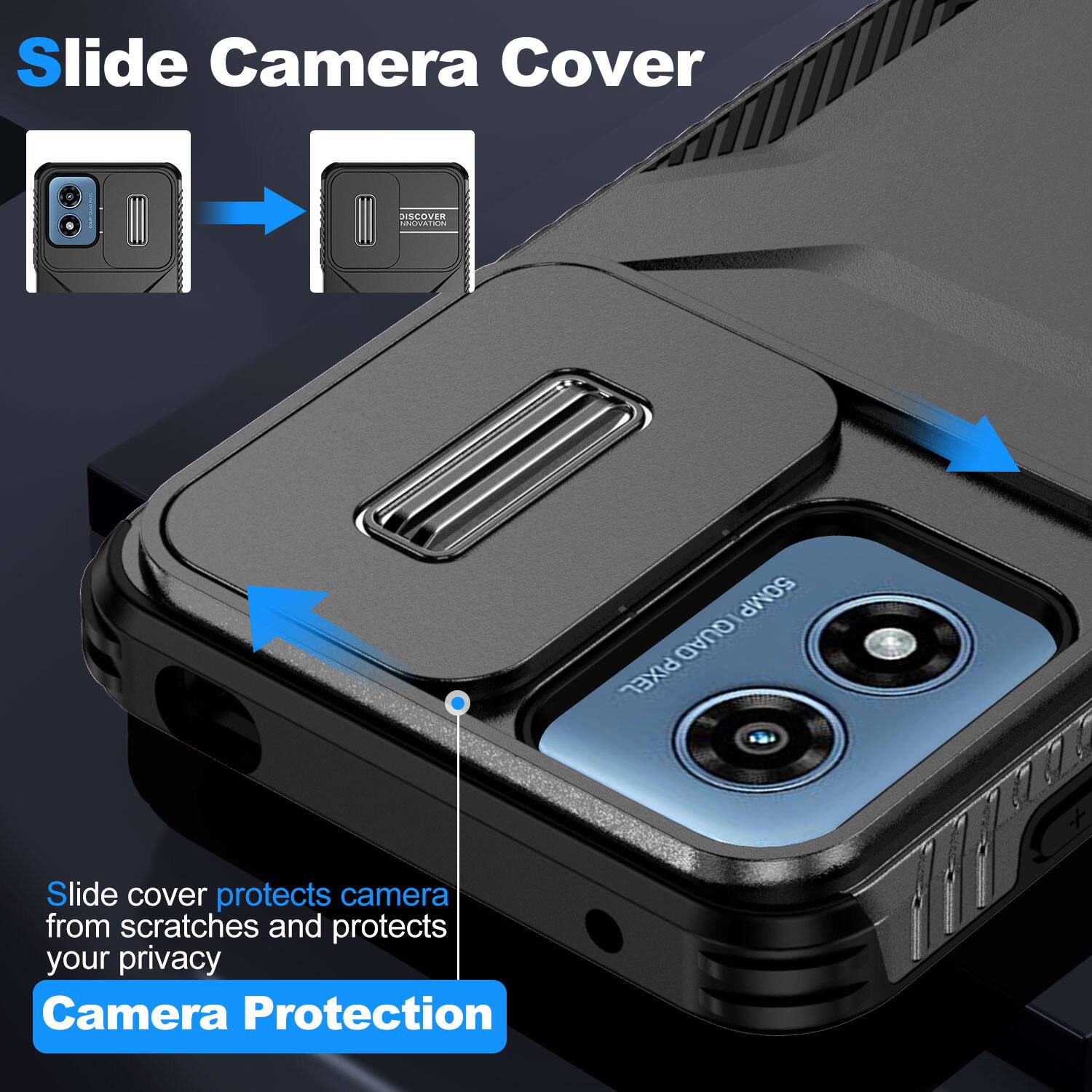 Slide Camera Cover

DISCOVER INNOVATION

50MP QUAD PIXEL

Slide cover protects camera from scratches and protects your privacy

Camera Protection