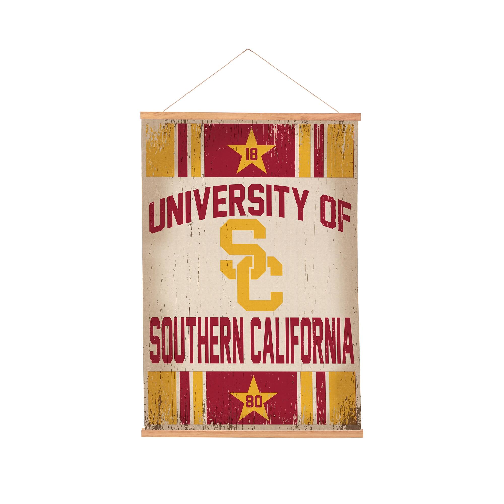 USC Trojans 24" x 36" Antique Style Canvas Wall Art Tapestry with Wood Frame
