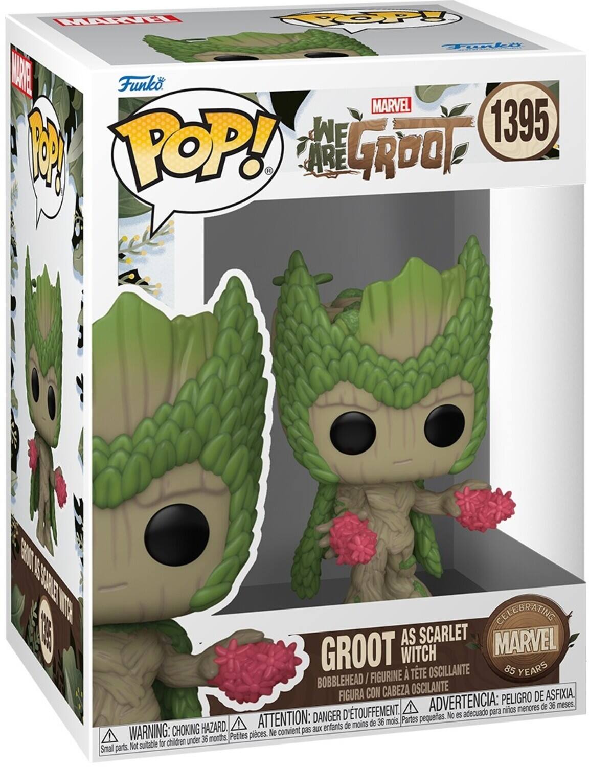 Funko Pop! We Are Groot 1395 M

Groot as Scarlet Witch

Celebrating Marvel Groot 85 Years

Bobblehead Figurine

Figura con cabeza oscilante

Advertencia: Peligro de asfixia.

Partes pequeñas. No es adecuado para niños menores de 36 meses.

Attention: Danger of suffocation.

Small parts. Not suitable for children under 36 months.

Choking hazard.

Warning: Pedites pieces. Ne pas convient aux enfants.