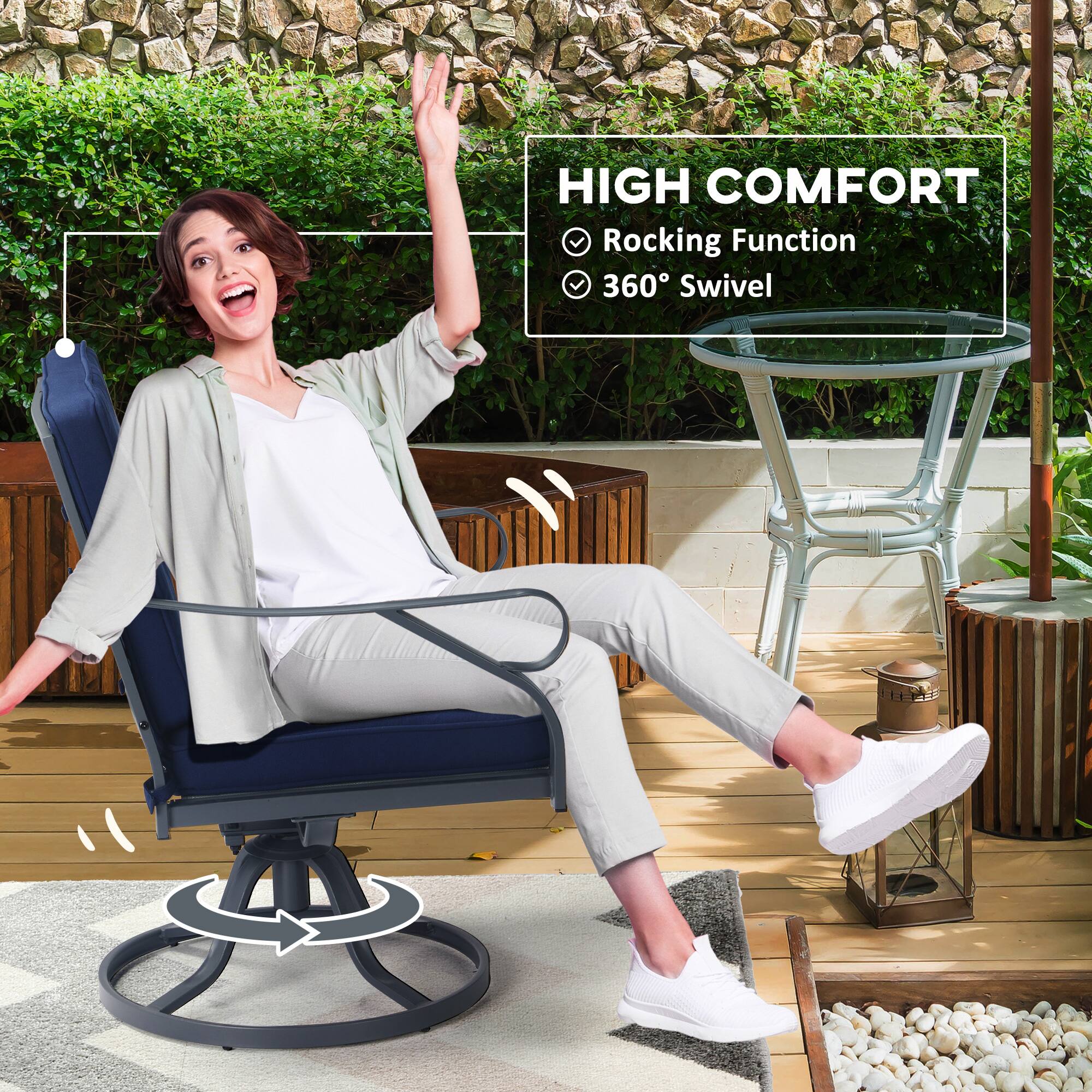 HIGH COMFORT  
- Rocking Function  
- 360° Swivel