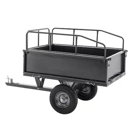 Front. LOVMOR - 600-Lb Dump Cart Trailer, 17 Cu. Ft. Tow-Behind Wagon for ATV, Lawn Tractor and Garden - Black.