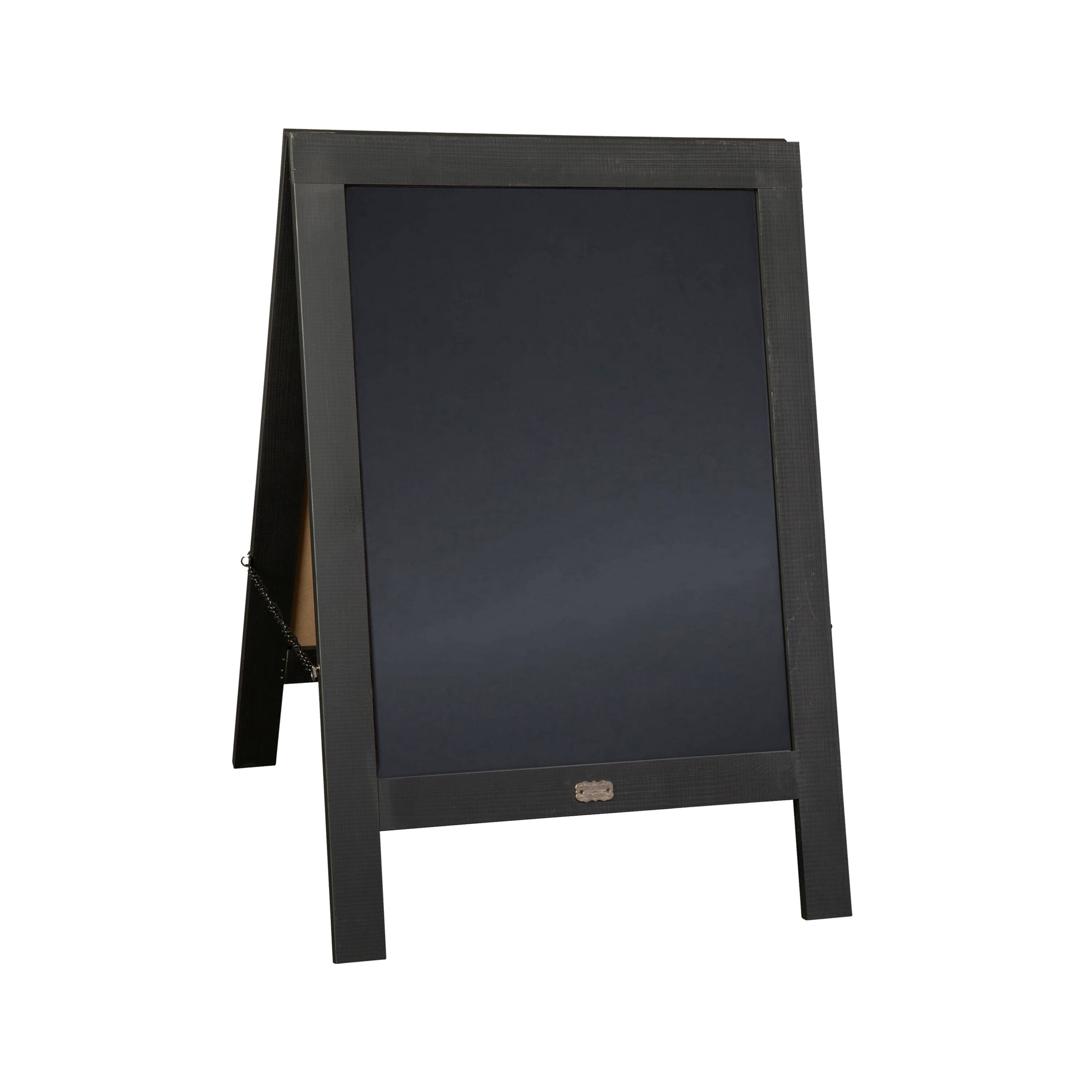 Front. Emma + Oliver - Rustic Double-Sided A-Frame Wooden Chalkboard with Magnetic Surface - Black.