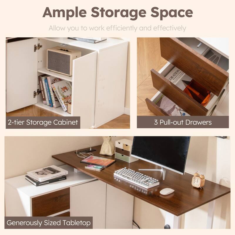 Ample Storage Space  
Allow you to work efficiently and effectively  

PNDA AA CAI BAPE UAL COUPLE CAT : CORATION Lins Madir  

2-tier Storage Cabinet  
3 Pull-out Drawers  

Generously Sized Tabletop