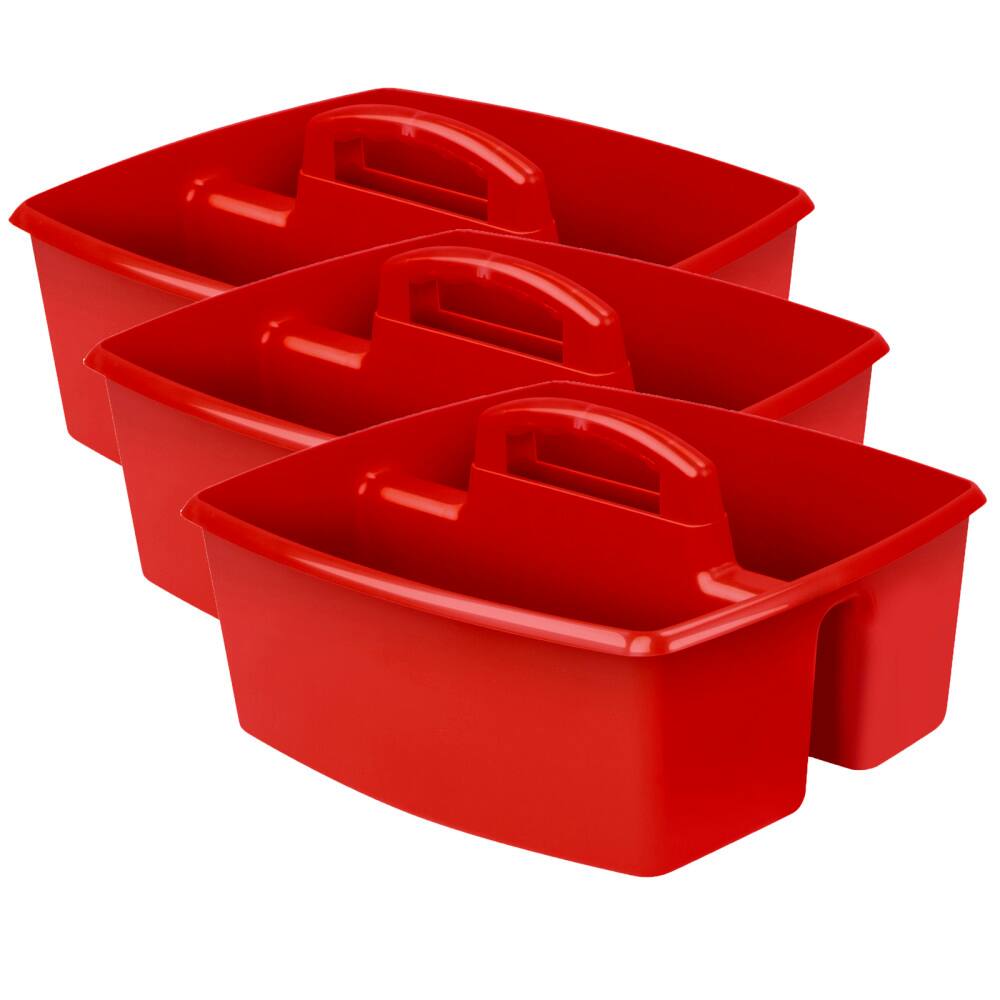 Front. Storex - Storex Large Caddy, Red, Pack of 3.