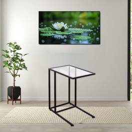 Hivvago - Modern Glass-Top Side Table for Sofa & Living Room – Stylish Coffee and End Table - Black