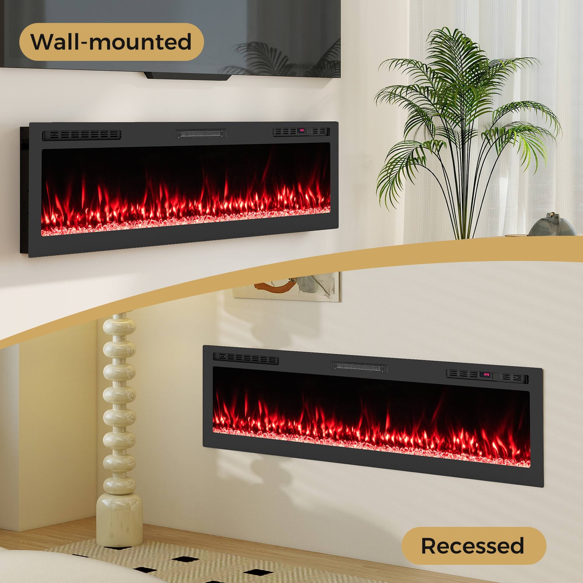 Wall-mounted

Recessed