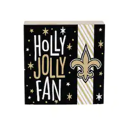 Evergreen Enterprises - New Orleans Saints 6" Holiday Wood Plock Shelf Sign - Multicolor