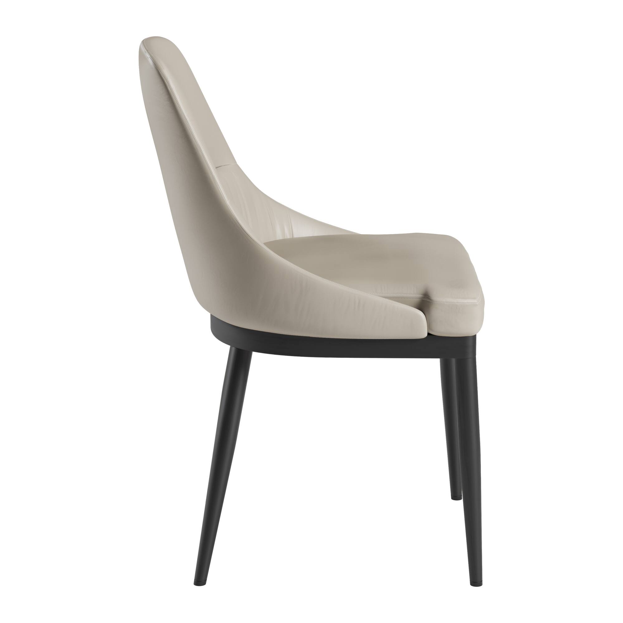 Alt View 2. GOODSILO - Contemporary Armless Dining Chair with Taupe Upholstery and Sleek Black Metal Legs, Set of 2 - Black+Taupe.
