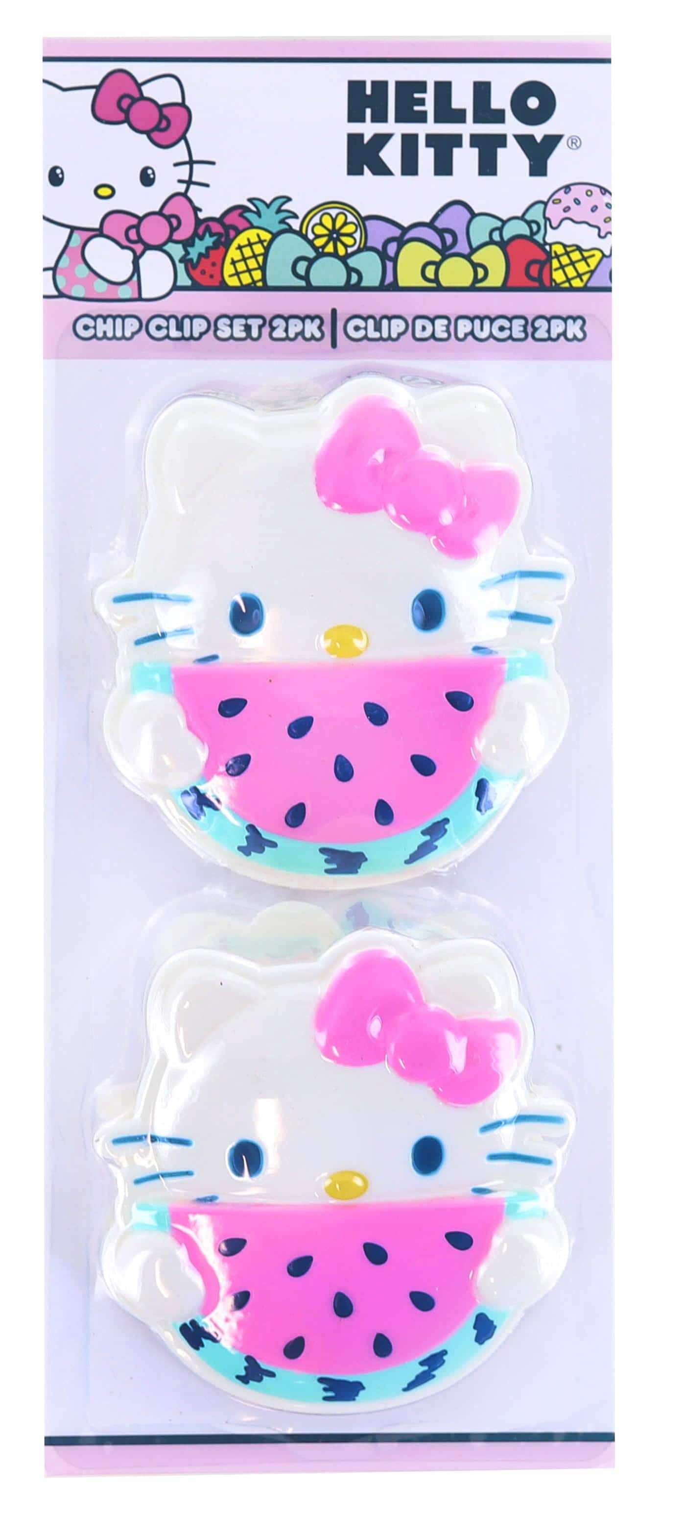 Hello Kitty - with Watermelon 2 Piece Chip Clip Set - Pink