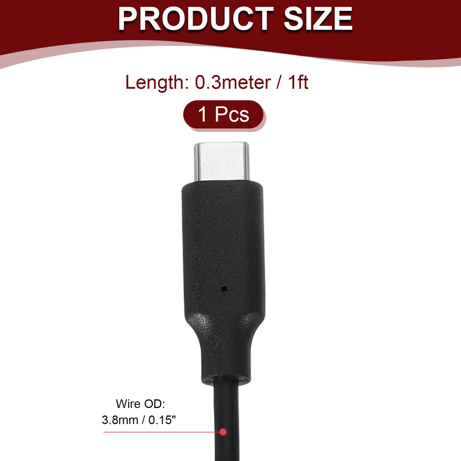 PRODUCT SIZE  
Length: 0.3 meter / 1 ft  
1 Pcs  
Wire OD: 3.8 mm / 0.15"