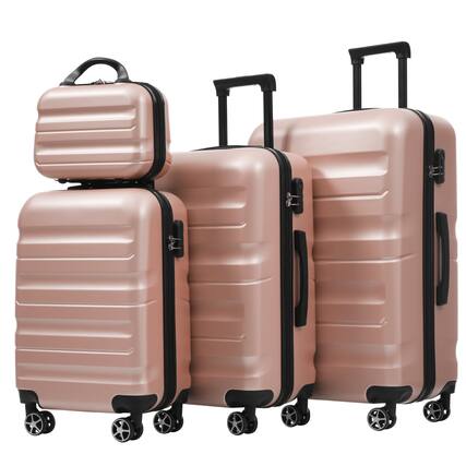 Front. BreeBe - Hardshell ABS Luggage Set - Lightweight Durable Suitcases with Dual Spinner Wheels, Carry-On & Check-In Sizes for Travel - Rose Gold.