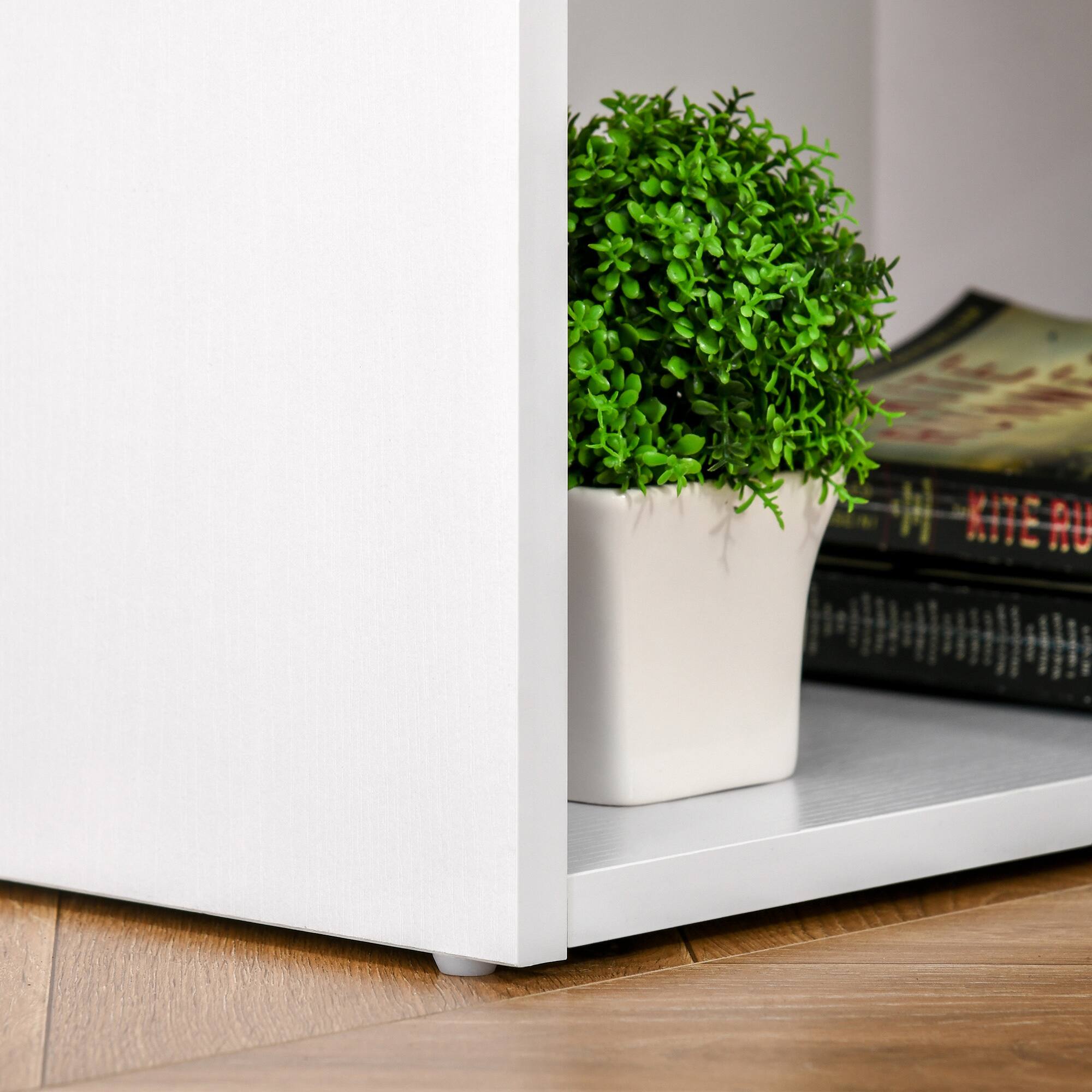 Alt View 7. Homcom - 47" Modern Home Office Computer Desk Bookcase Combo Writing Table Workstation with 3 Drawer and Storage Shelf - White.