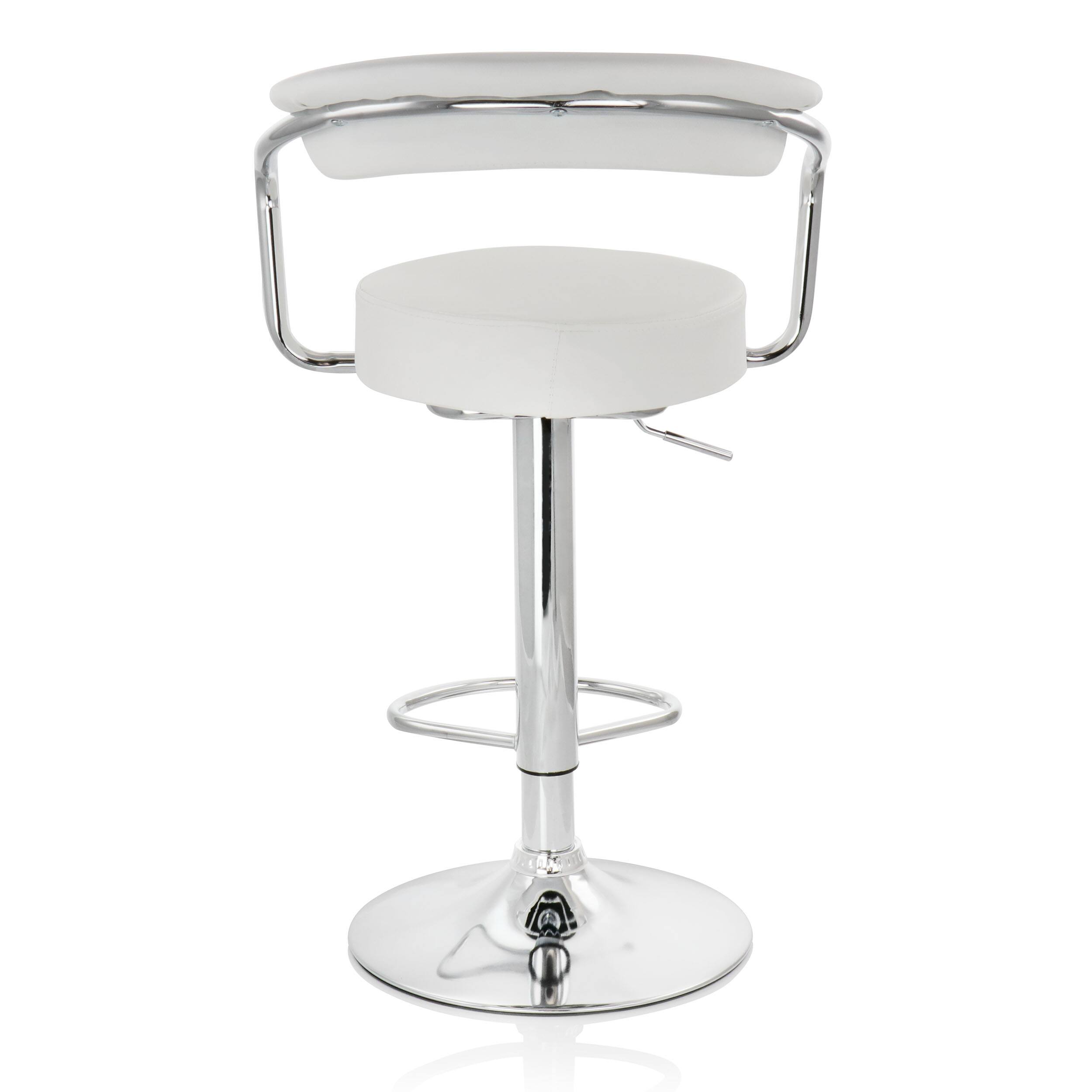 Alt View 3. Elama - Elama 2 Piece Faux Leather Retro Adjustable Bar Stool in White with Chrome Handles and Base - White.