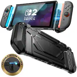 i-Blason - Nintendo Switch 2 Matrix Lite Case | Military-Grade, Foldable Joy-Con Holder, Dockable, Ergonomic Grip, TPU+PC - Black