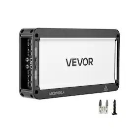 VEVOR - 4 Channel Car Audio Amplifier 2 Ohm Stable Bridgeable Class D Full Range Amp Max Power 4 x 500W @ 4 Ohm / 4 x 1000W - Sandblasted Black