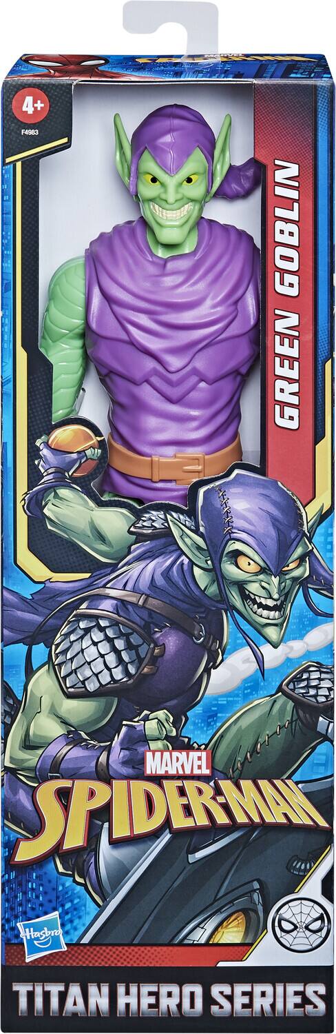 4+ F4983  
GREEN GOBLIN  
MARVEL SPIDER-MAN  
TITAN HERO SERIES  
Hasbro