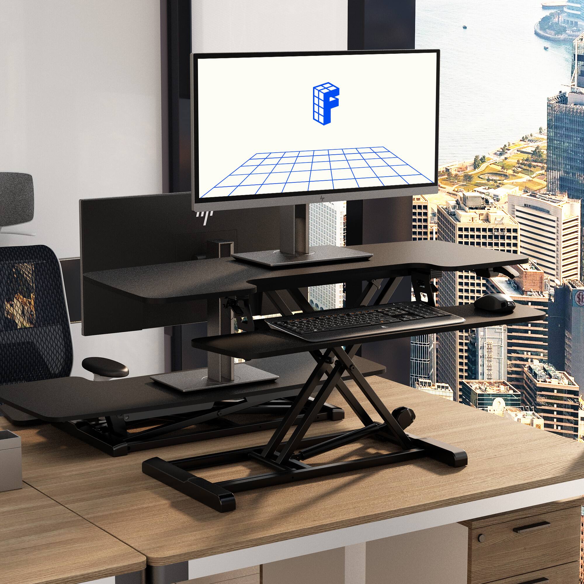 Alt View 4. FlexiSpot - FlexiSpot M7 Series 42"W Manual Adjustable Standing Desk Converter, Black - Black.