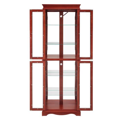 Alt View 5. LUCKY ONE - Freestanding Lighted Glass Curio Display Cabinet with Adjustable Shelves for Wine Toy Collectibles - Cherry.