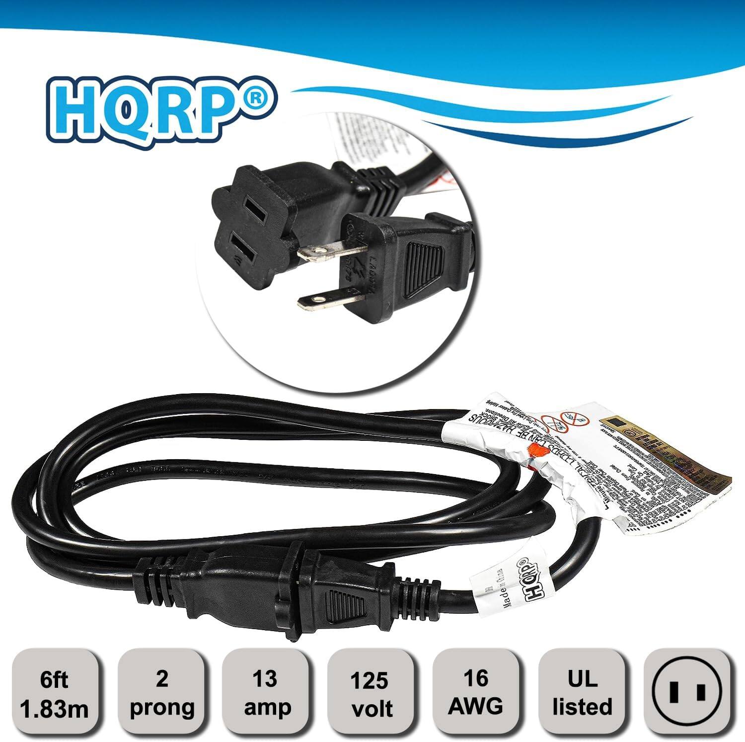 HQRP  
2e LAGOYT 1p si R d C MPA HCE MRTDICAL  
15 - 1 HORPO  
Made 6ft 1.83m  
2 prong 13 amp 125 volt 16 AWG UL listed