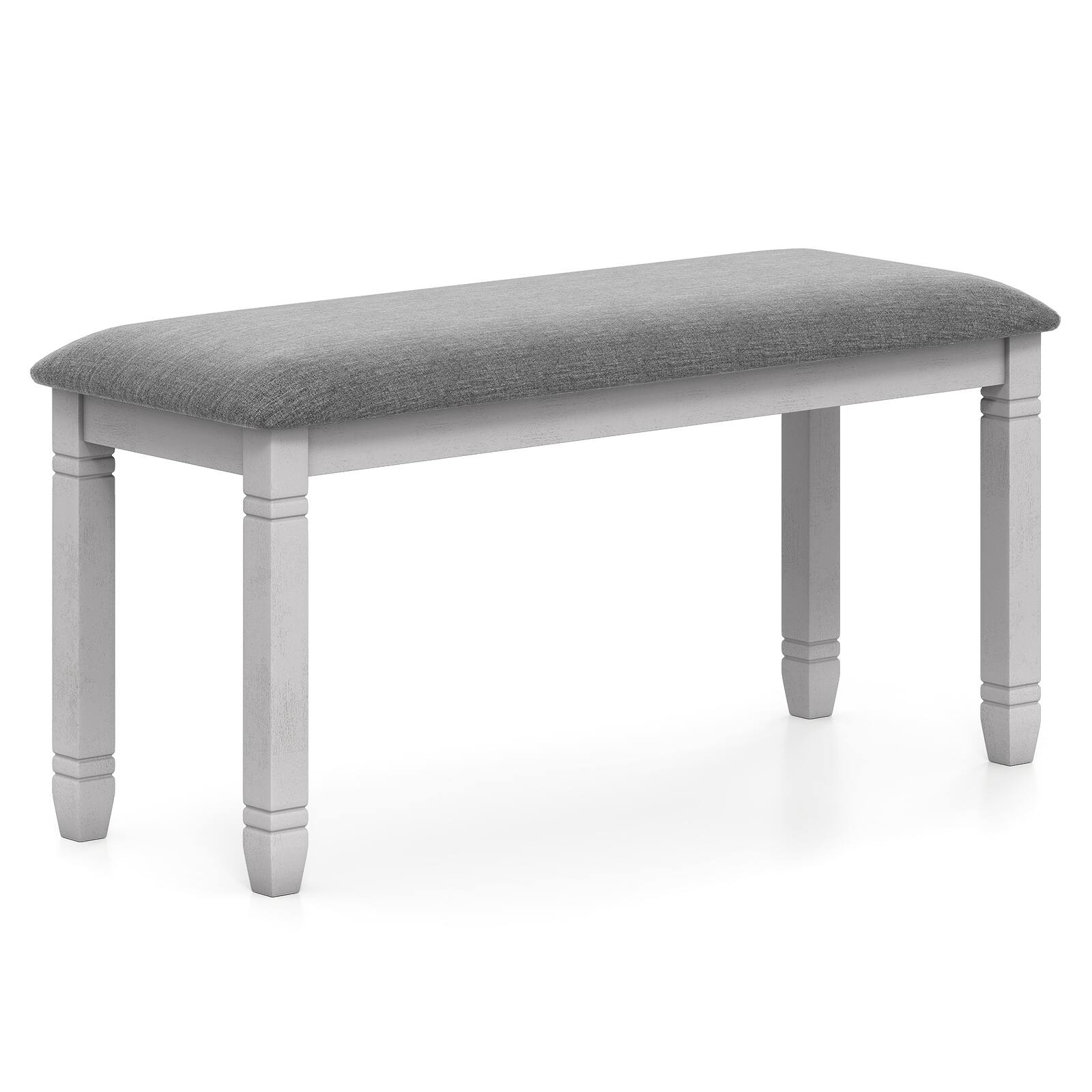 Gymax - Upholstered Bedroom Bench w/ Padded Seat & Solid Wood Legs for Dining Room - Gray