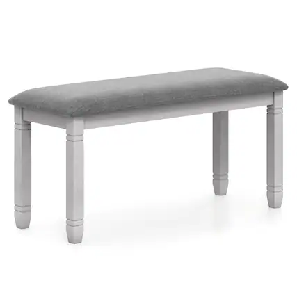 Front. Gymax - Gymax Upholstered Bedroom Bench w/ Padded Seat & Solid Wood Legs for Dining Room - Grey.