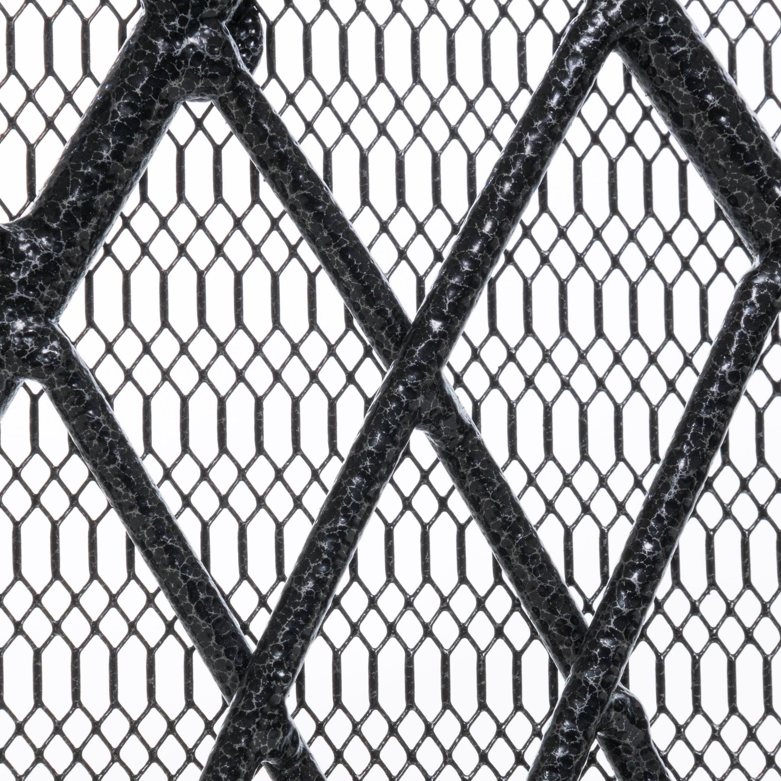 Alt View 2. APRILSOUL - Minimalist Single Panel Iron Fireplace Screen with Diamond Design in Black - Black.