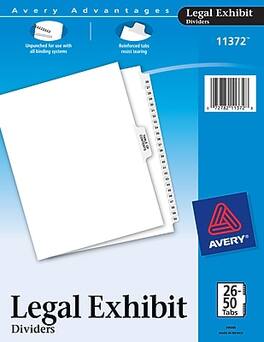 Avery - Premium Collated Legal Paper Dividers, 26-50 & Table of Contents Tabs, Style, Letter Size - White