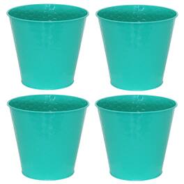 Sunnydaze - Galvanized Steel Planters with Hexagon Pattern - Set of 4 - Teal