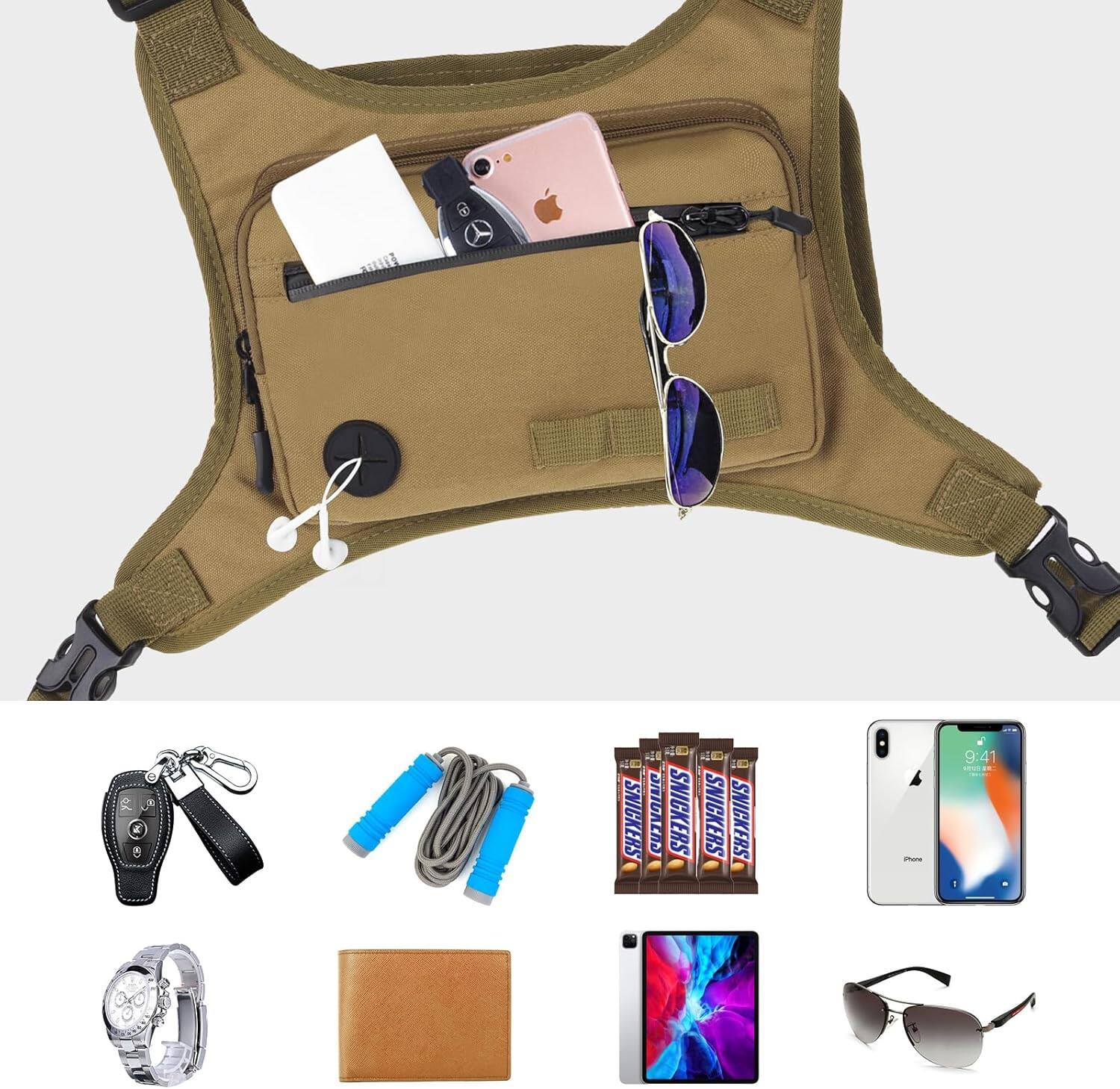- 3 SNICKERS
- SNICKERS DRINKLASS
- SNICKERS
- SNICKERS
- 9:41
- iPhone
- Apple Watch
- Sunglasses
- Car key fob
- USB cable
- Leather wallet
- Tablet
- Earphones