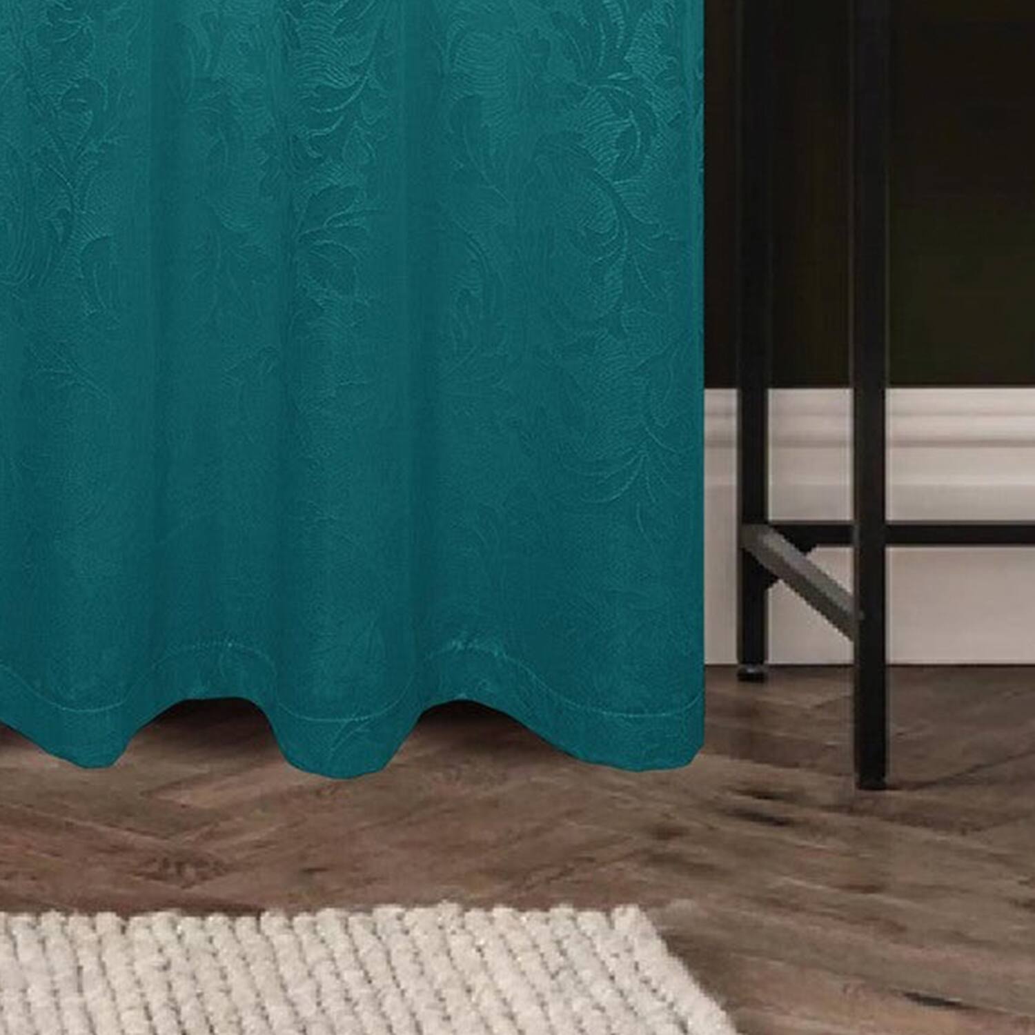 Alt View 2. Olivia Gray - Olivia Gray 100% Polyester 200 GSM Dyson Embossed Blackout Grommet Curtain Panel 54" x 90" Teal - Teal.