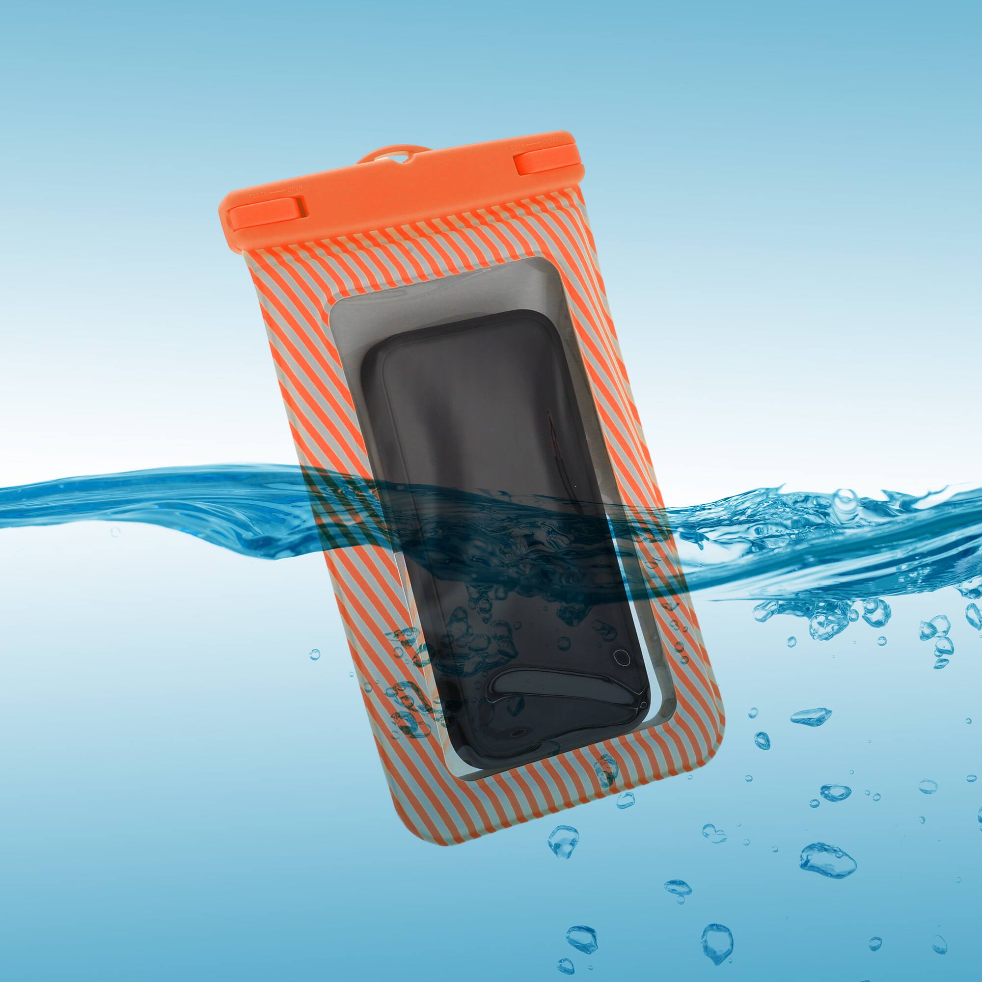 Alt View 3. Unique Bargains - 2pcs Full Stripe Mobile Waterproof Bag Universal Waterproof Case Compatible for Phone 5.51"x9.06" - Orange.