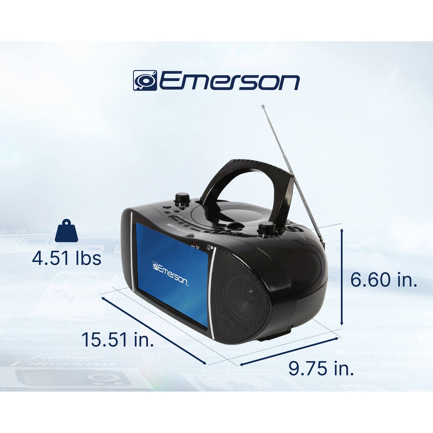 Emerson / 107  
2  
4.51 lbs  
6.60 in.  
15.51 in.  
9.75 in.