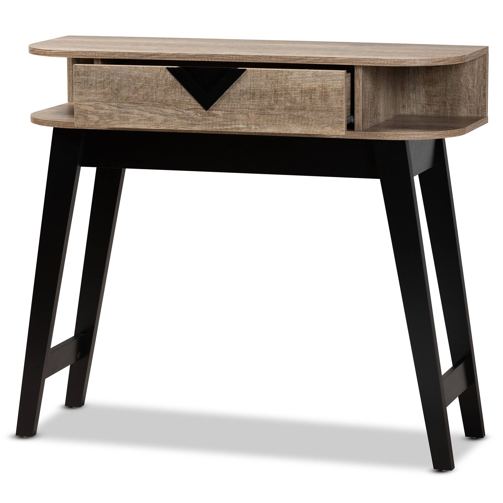 Angle. Baxton Studio - Wales Modern and Contemporary Finished Wood 1-Drawer Console Table - Light Brown/Dark Brown.