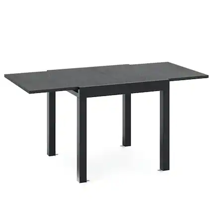Front. Kadyn - Dining Table,Dinner Table, 31.5 inches-63 inches Adjustable Patio Expandable Dining Table for 4-6 Person-Gray - Black.