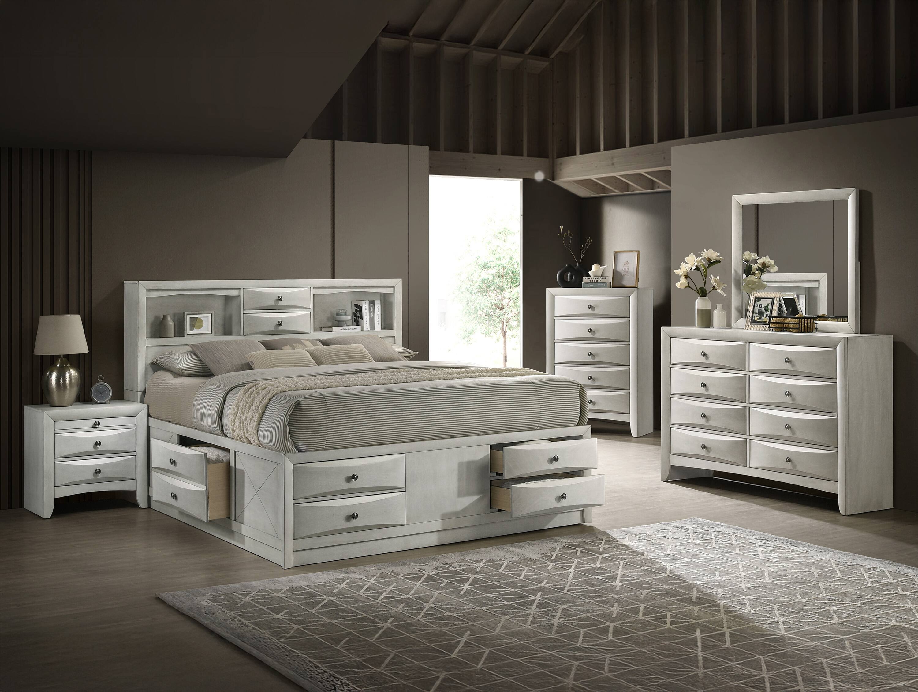 Alt View 1. TinyHomie - 1pc Contemporary Neutral White Finish Curved Drawer Fronts Storage Five Drawers Chest Wooden - White.