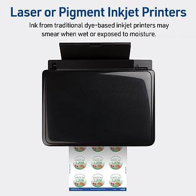 Laser or Pigment Inkjet Printers

Ink from traditional dye-based inkjet printers may smear when wet or exposed to moisture.