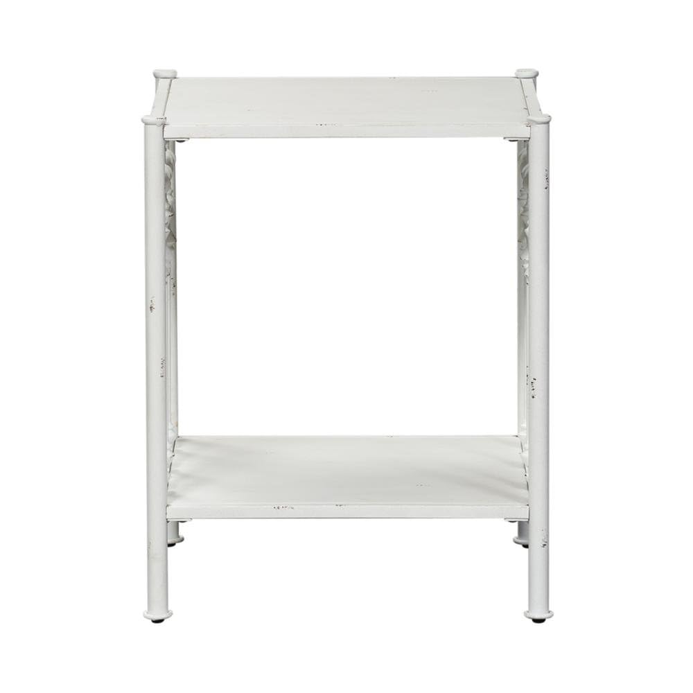 Back. Starlight Canyon Home - Metal Nightstand - Antique White, Small Metal Side Table for Bedroom - Black.