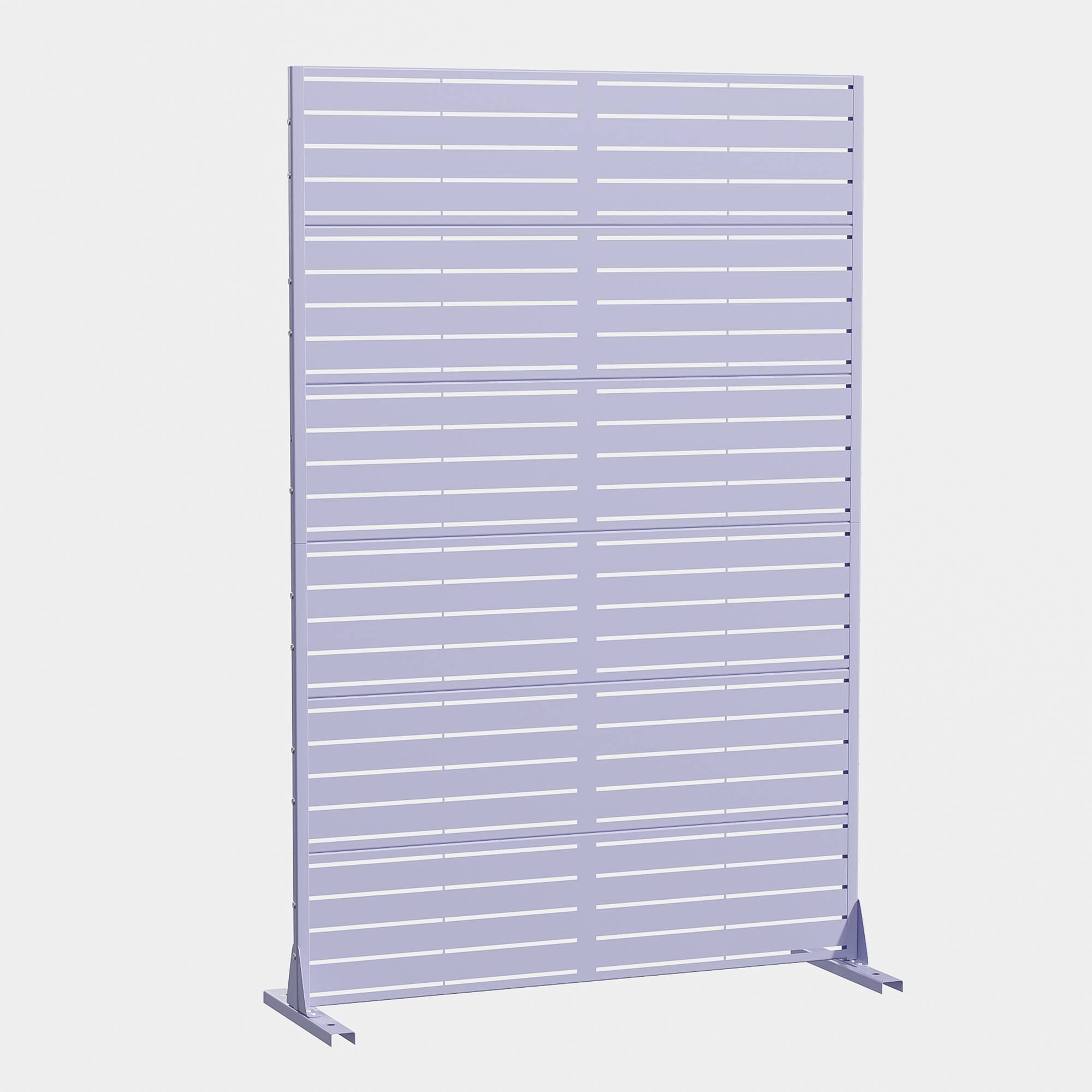 Angle. PexFix - 72 in. x 47 in. Louvered Pattern Metal Outdoor Privacy Screen & Panels, Freestanding Garden Divider Fence - Lavender Purple.