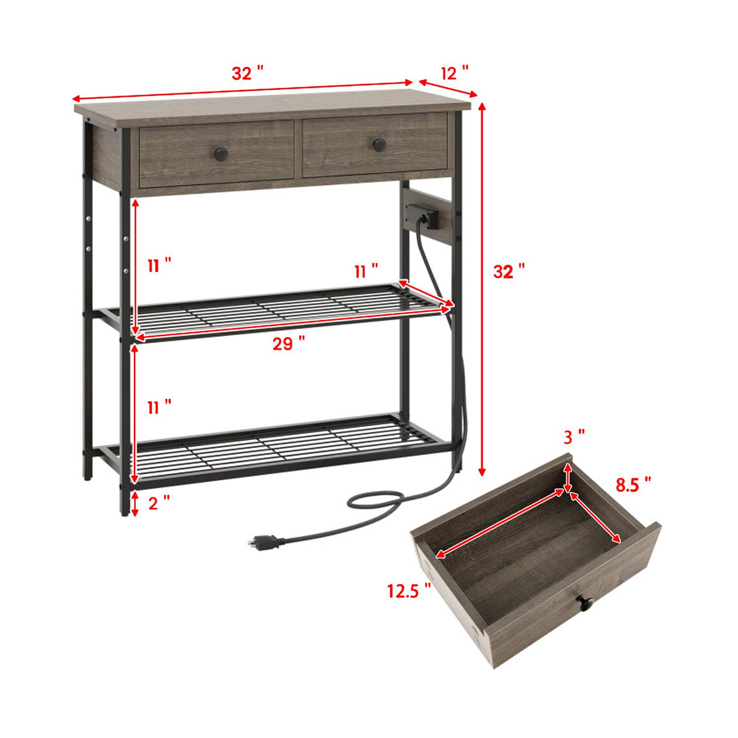 32" 12" 11" 11" 11" 29" 11" 2" 3" 8.5" 12.5"