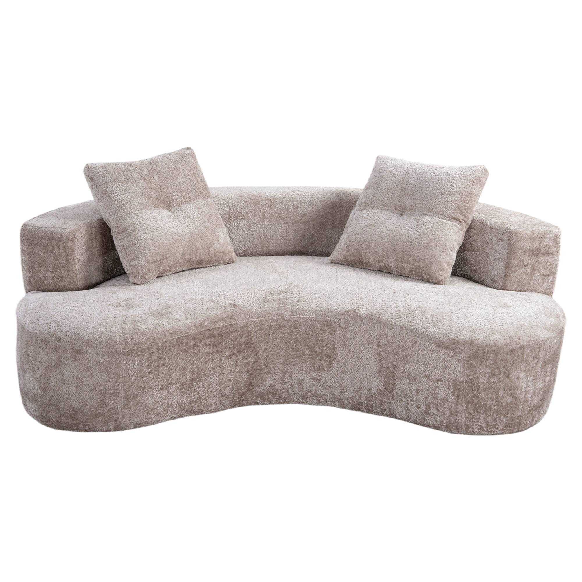 Alt View 3. Boyel Living - 79.5-Inch Corduroy 3-Seat Cloud Floor Sofa with 2 Pillows - Camel.