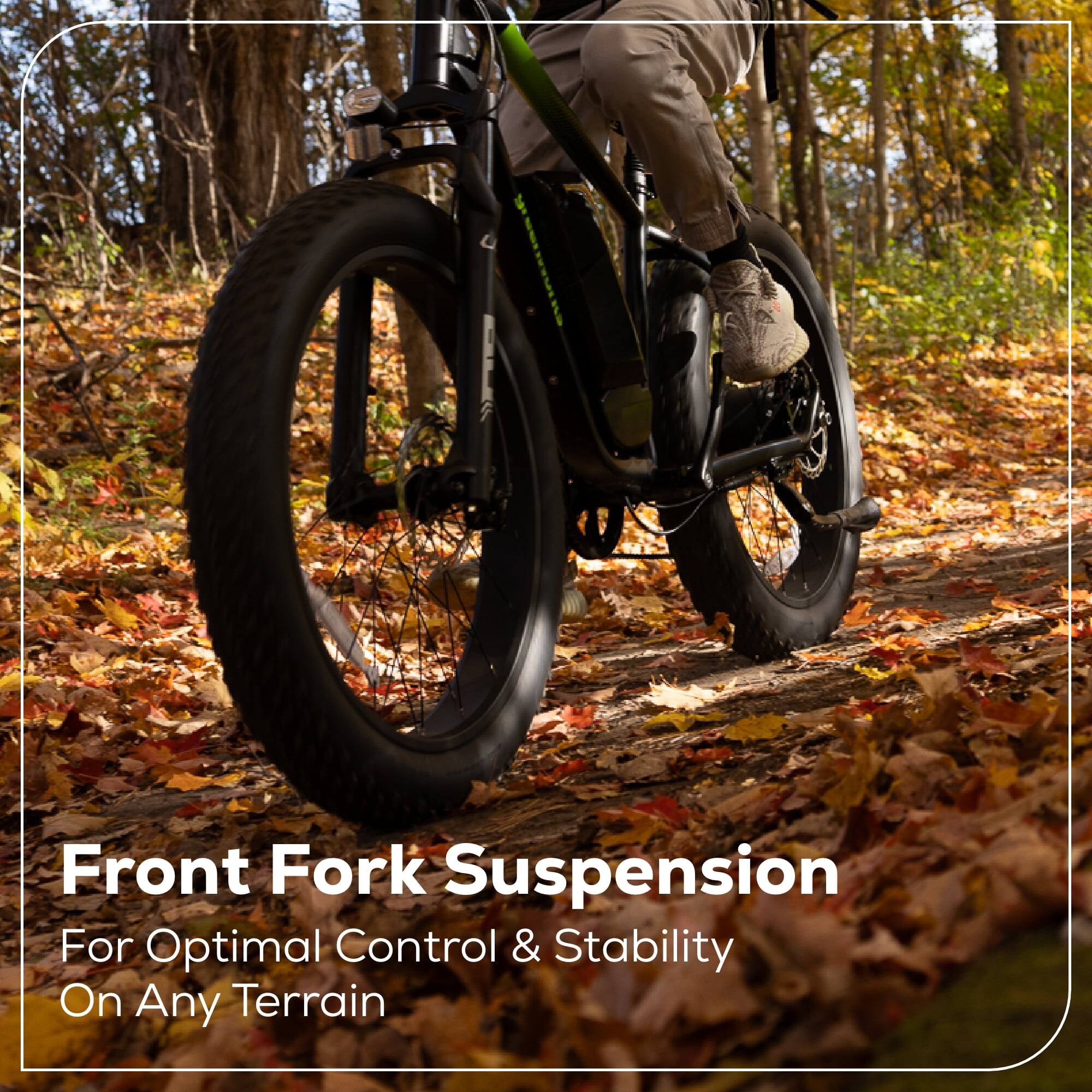 Alt View 6. Greenworks - Greenworks 60V Electric Mountain Bike for Adults & Teens, 26" Fat Tires, 7-Speed, Green (No Battery) - Green.